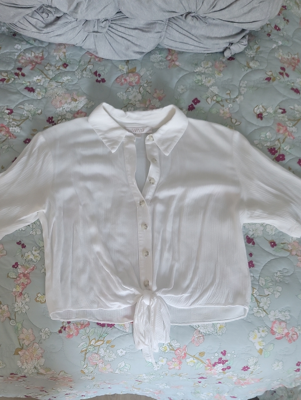 Wayf White Tie-Front Button-Down Shirt